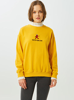 Casual Cotton O-neck Pullover Loose Sweatshirt