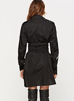 Brief Black Long Sleeve High Waist Mini Dress