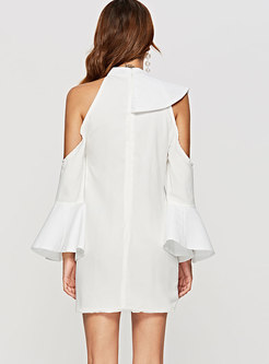 Fashion Off Shoulder Flare Sleeve Sheath Mini Dress