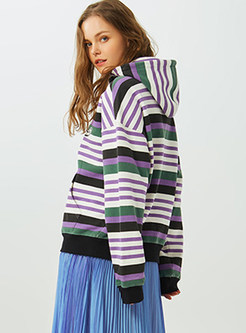 Casual Color-blocked Pullover Pocket Sweatshirt