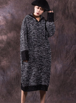 Stylish Plus Size Hooded Thicken Sweater Dress