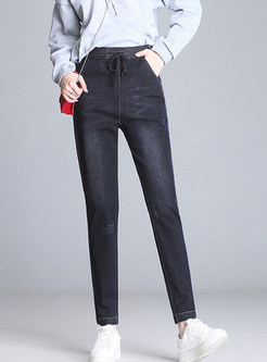 Casual Color-blocked Striped Tied Pencil Pants