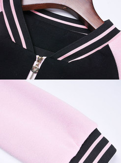 Stylish Hit Color Zipper-front Sequin Dress