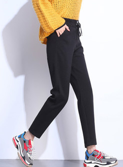 Pure Color Casual Easy-matching Tied Harem Pants