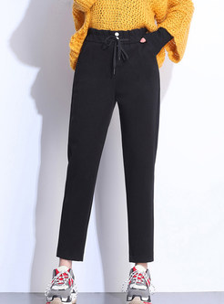 Pure Color Casual Easy-matching Tied Harem Pants
