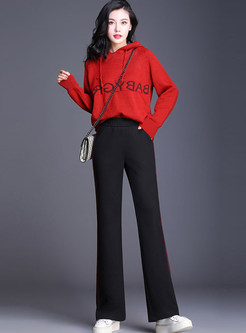 Chic Color-blocked Striped Woolen Flare Pants