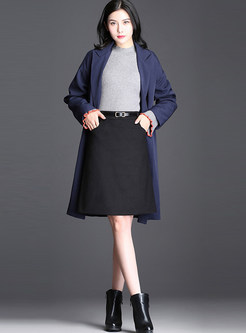 Brief Belted Easy-matching Knee-length A Line Skirt