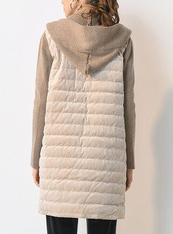 Stylish Hooded Stitching Loose Down Coat
