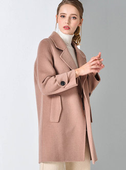 Trendy Solid Color Lapel Hairy Coat With One Button