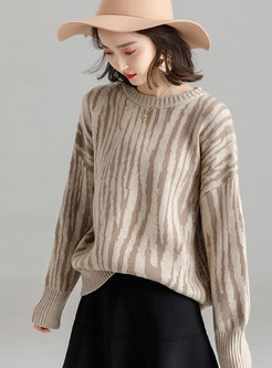 Apricot Trendy Loose O-neck Knitting Sweater