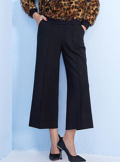 Autumn Fashion Solid Color Thicken Wide-leg Pants