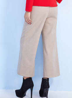 Autumn Fashion Solid Color Thicken Wide-leg Pants
