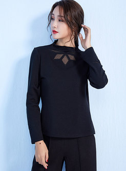 Winter O-neck Hollow Out Slim Bottoming Sweater