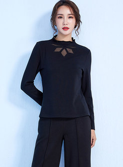 Winter O-neck Hollow Out Slim Bottoming Sweater
