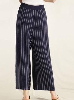 Casual Striped All-matched High Waist Waist Wide-leg Pants