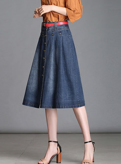 Skirts | Skirts | Chic Single-breasted Denim A Line Midi Skirt