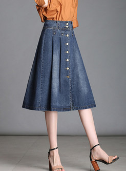 Skirts | Skirts | Chic Single-breasted Denim A Line Midi Skirt