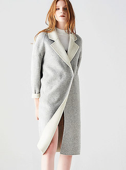 Fashion Light Grey Long Sleeve Cocoon Coat