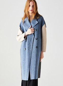 Color-blocked Double-sided Cashmere Peacoat