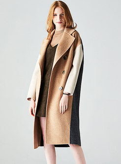 Color-blocked Double-sided Cashmere Peacoat