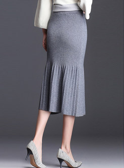 Brief Elastic Waist Mid-claf Bodycon Skirt