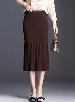Casual Easy-matching Sheath Knitted Falbala Skirt