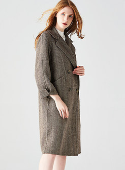 Trendy Notched Double-breasted Pockets Slim Coat