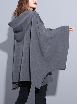 Solid Color Plus Size Bat Sleeve Hooded Sweatshirt
