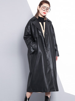 Plus Size Notched Single-breasted Loose Trench Coat