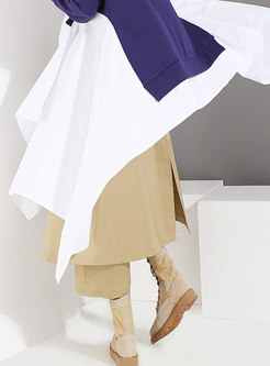 Trendy Khaki High Waist All-matched Wide-leg Pants