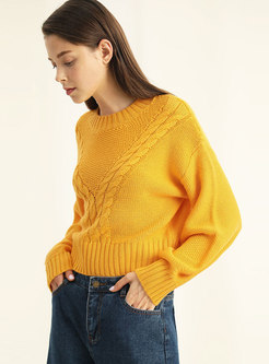 Casual Pure Color O-neck Long Sleeve Sweater