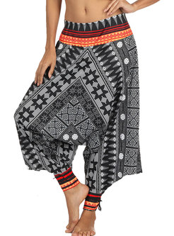 Vintage Ethnic Digital Print Wide-leg Yoga Pants