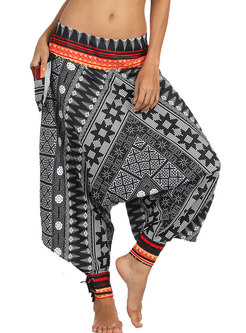 Vintage Ethnic Digital Print Wide-leg Yoga Pants