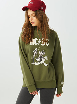 Half High Neck Animal Print Sweatshirt