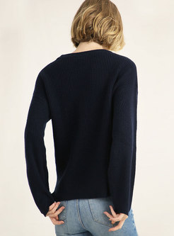 Color-blocked Patchwork Wool-blend Loose Sweater