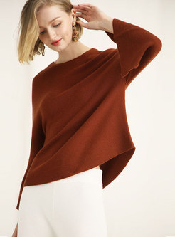Casual Flare Sleeve Split Knitting Sweater