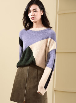 Stylish Color-blocked Thicken Long Sleeve Sweater