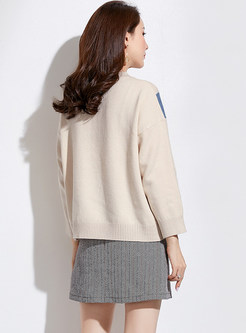 Casual Color-blocked O-neck Thermal Sweater