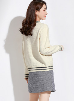 Casual O-neck Long Sleeve Color-blocked Sweater