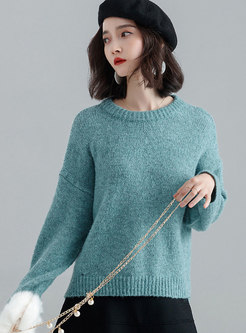 Casual Crew-neck Thick Line Pullover Sweater