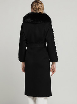 Chic Double-Cashmere Notched Long Sleeve Overcoat