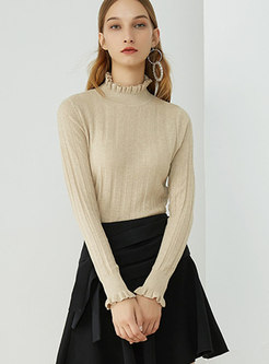 Brief Beige Striped Slim Cashmere Sweater 