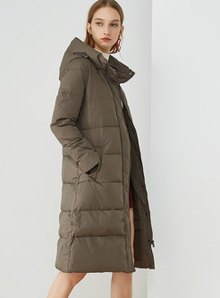 Winter Hooded Shift Knee-length Down Coat 