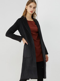 Turn-down Collar Pockets Wool Blended Coat