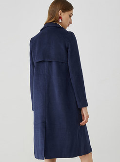 Turn-down Collar Pockets Wool Blended Coat