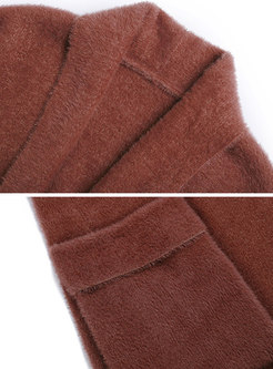 Trendy Red Turn-down Collar Loose Cardigan Coat