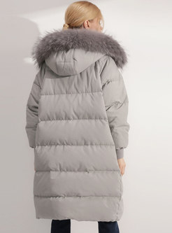 Winter Hooded Thicken Zipper-front Slim Down Coat 