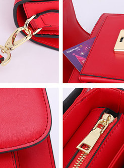 Trendy Red Wide Strap All Matched Cross Body Bag