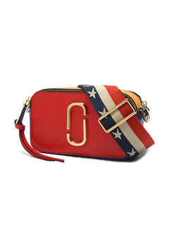 Chic Color-blocked Cameral Cowhide Crossbody Bag