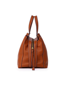Casual Retro Genuine Leather Zip-up Top Handle Bag